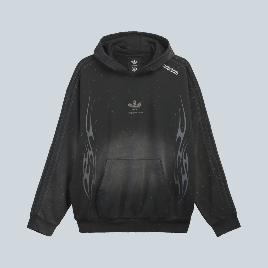 Sweat à capuche noir Saison x Hellstar pour adidas en jersey de coton avec motifs flammes et détails étoilés