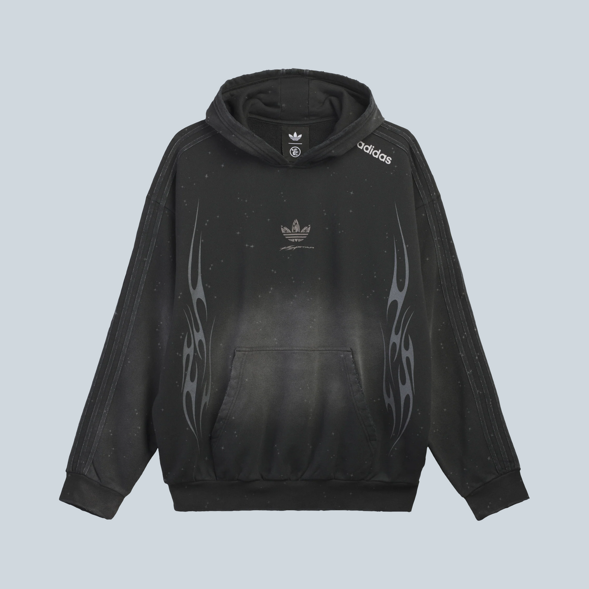 Sweat à capuche noir Saison x Hellstar pour adidas en jersey de coton avec motifs flammes et détails étoilés