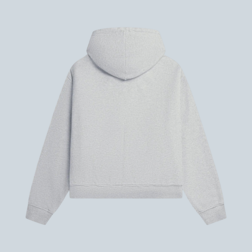 Patta Waffle Reversible Zip Up Hooded Sweater Grey Heather, vue 2