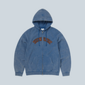 Sweat-shirt à capuche zippé bleu Saison en coton avec logo thisisneverthat appliqué sur la poitrine