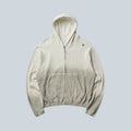 Sweat à capuche zippé Saison en coton biologique maille gaufrée coloris blanc cassé délavé