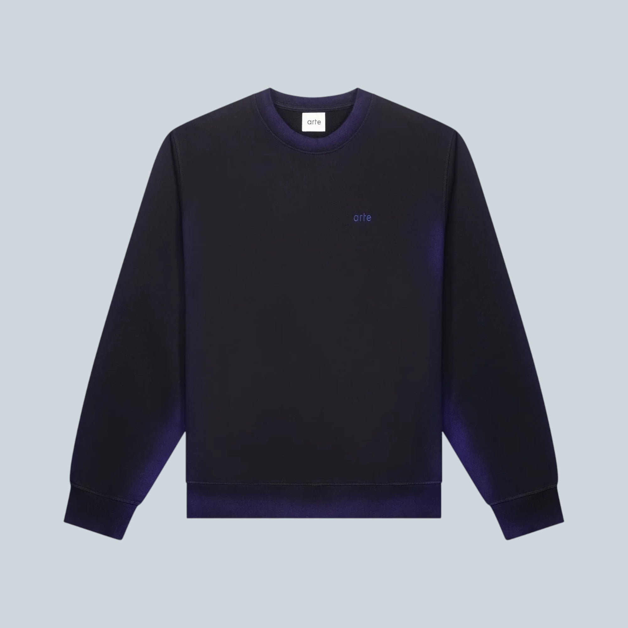 Sweat col rond Saison Sunfade en coton bleu marine et noir avec logo brodé sur la poitrine