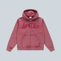 Sweat zippé Saison Stencil Sunfade rouge en coton avec logo effet pochoir sur la poitrine