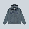 Sweat zippé Saison Stencil Sunfade en coton bleu marine avec logo graphique effet délavé et capuche