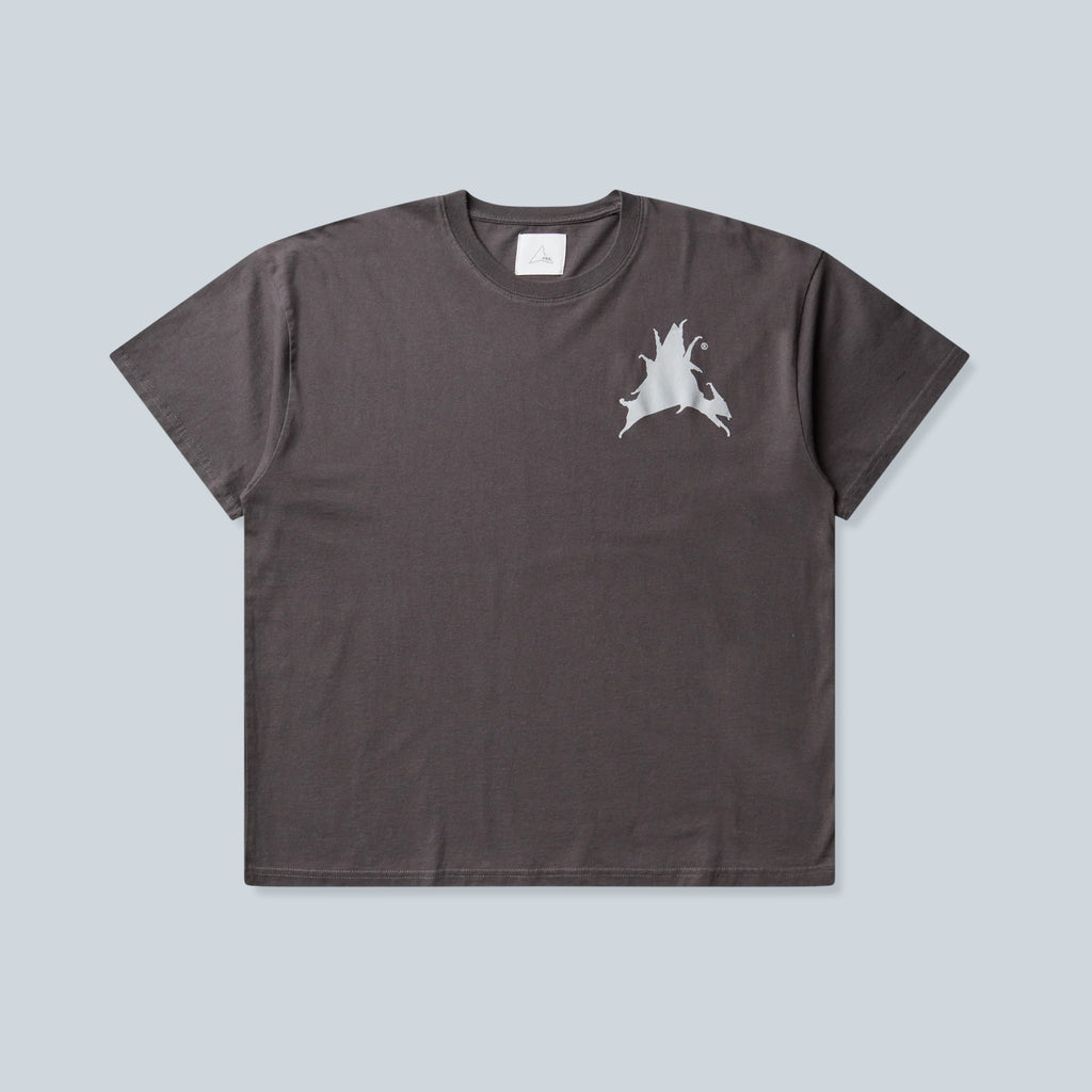 T-shirt Saison anthracite en jersey de coton avec imprimé graphique sur la poitrine, coupe décontractée.