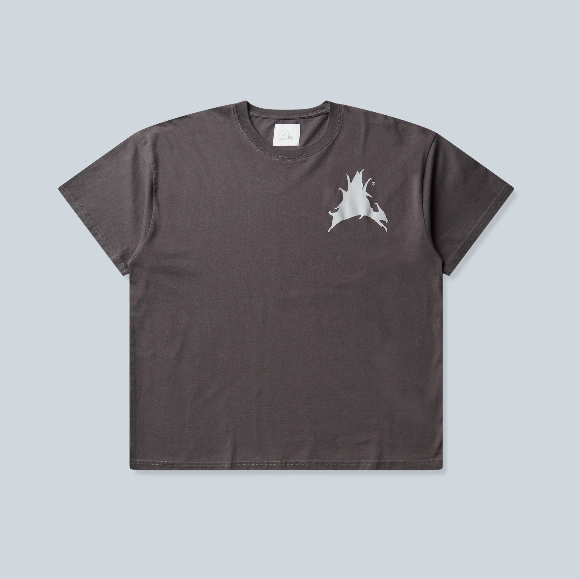 T-shirt Saison anthracite en jersey de coton avec imprimé graphique sur la poitrine, coupe décontractée.