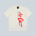 T-shirt Saison en maille polyamide blanc cassé avec logo Arte Antwerp et adidas rouge vif sur le devant