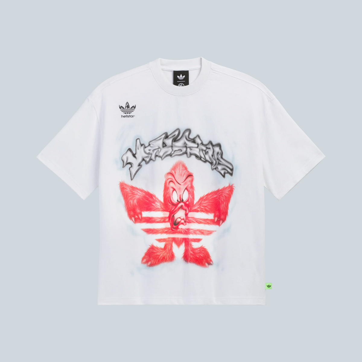 T-shirt blanc Saison en jersey de coton avec impression graphique Hellstar pour adidas et logo trèfle