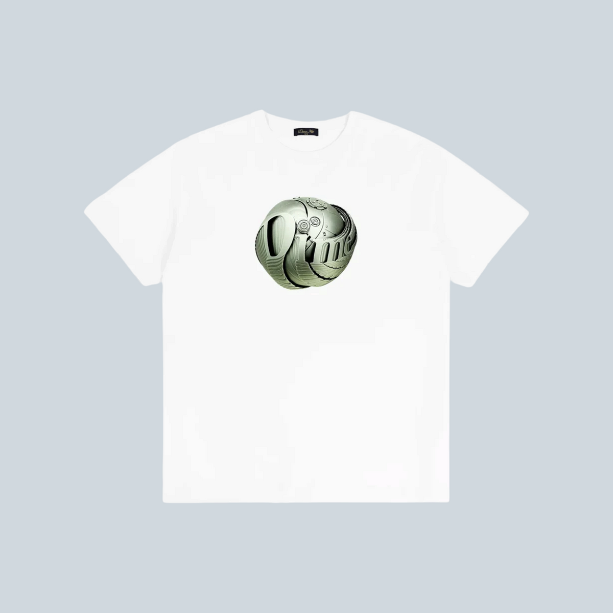 T-shirt blanc Saison en jersey de coton à coupe classique avec impression sérigraphiée futuriste sur la poitrine