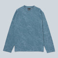T-shirt manches longues Saison bleu en maille jacquard avec motif nervuré en relief et coupe ample