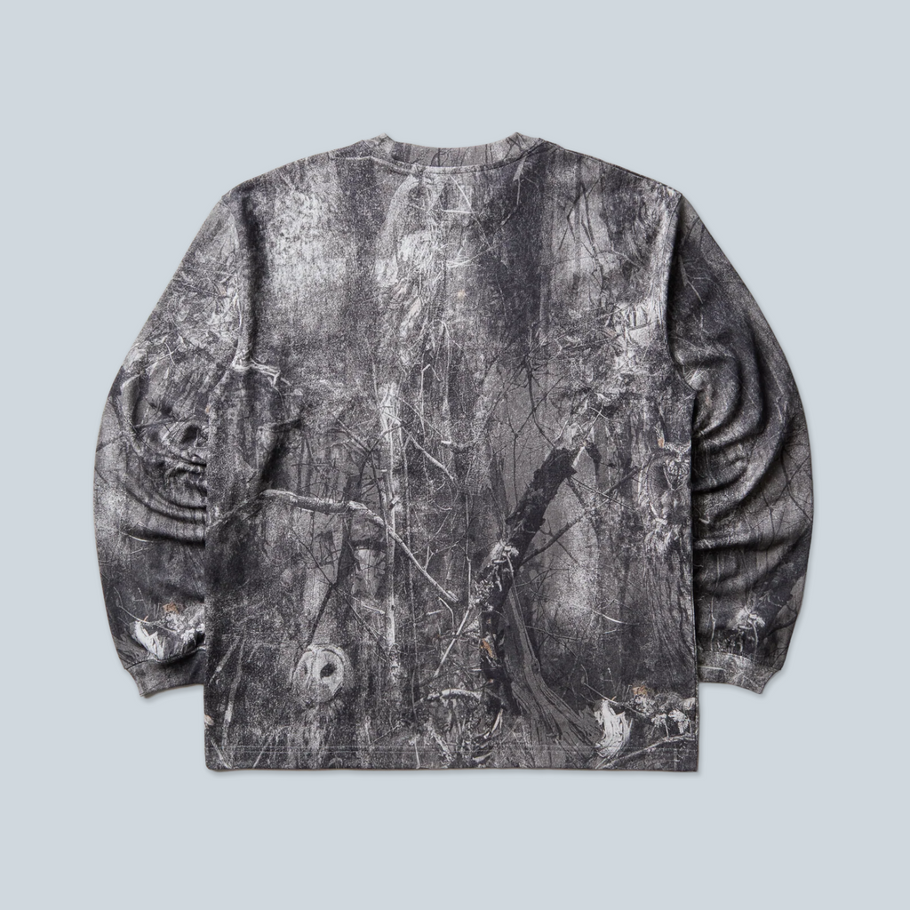 T-shirt manches longues Saison en jersey avec délavage à motif forêt Owl Dark, collaboration ROA x Wrangler