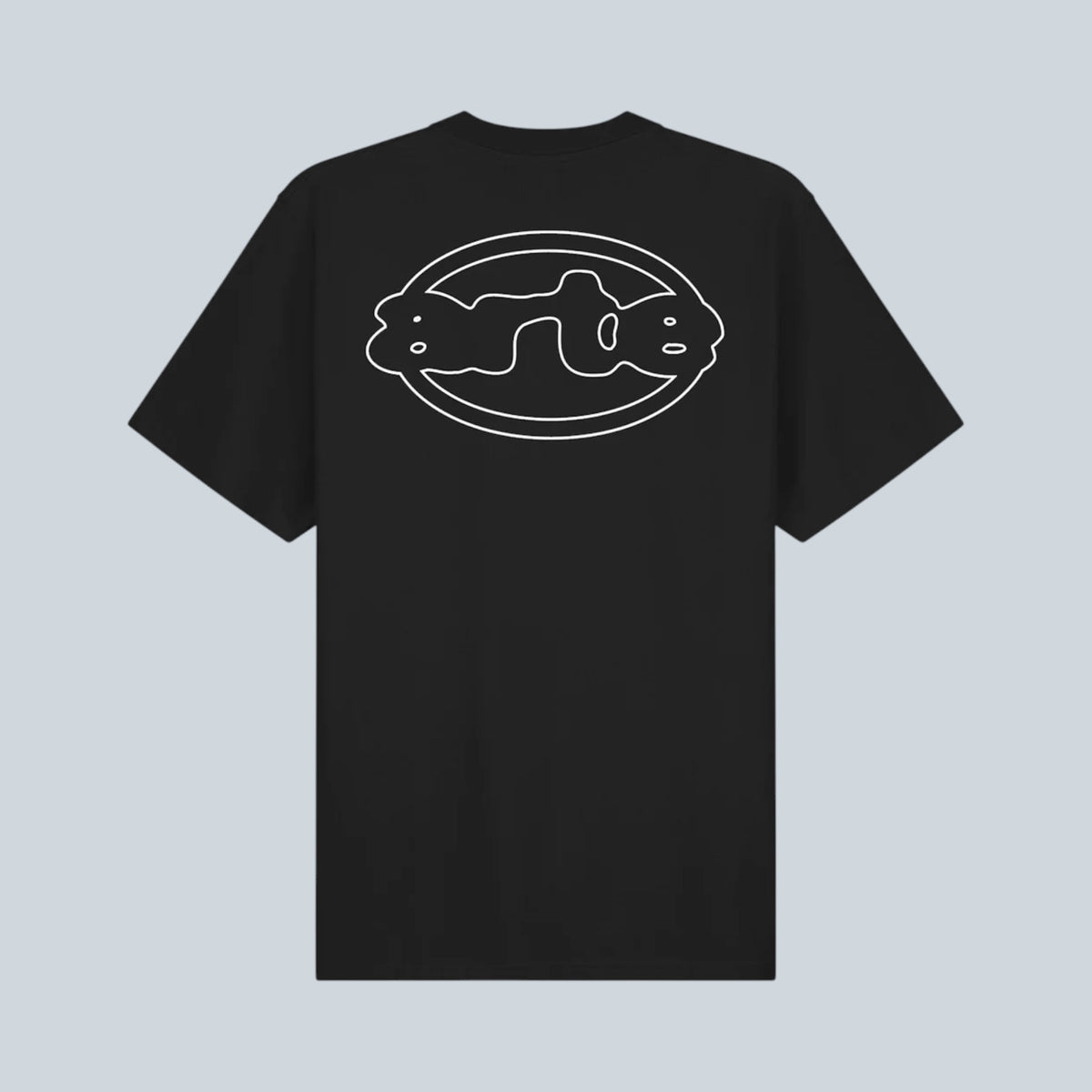 T-shirt noir Saison en jersey de coton avec logo graphique blanc imprimé au dos et col rond côtelé