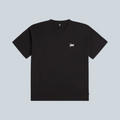 T-shirt noir Saison avec col rond, manches courtes et logo Patta blanc brodé sur la poitrine
