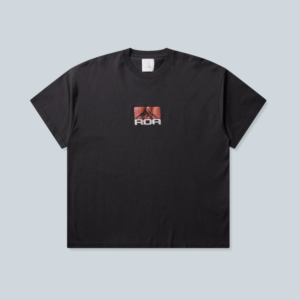 T-shirt Saison Signal Mountain en jersey de coton noir délavé avec imprimé graphique sur la poitrine