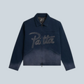 Veste workwear Saison en toile canvas bleu peacoat avec logo Patta en strass sur la poitrine