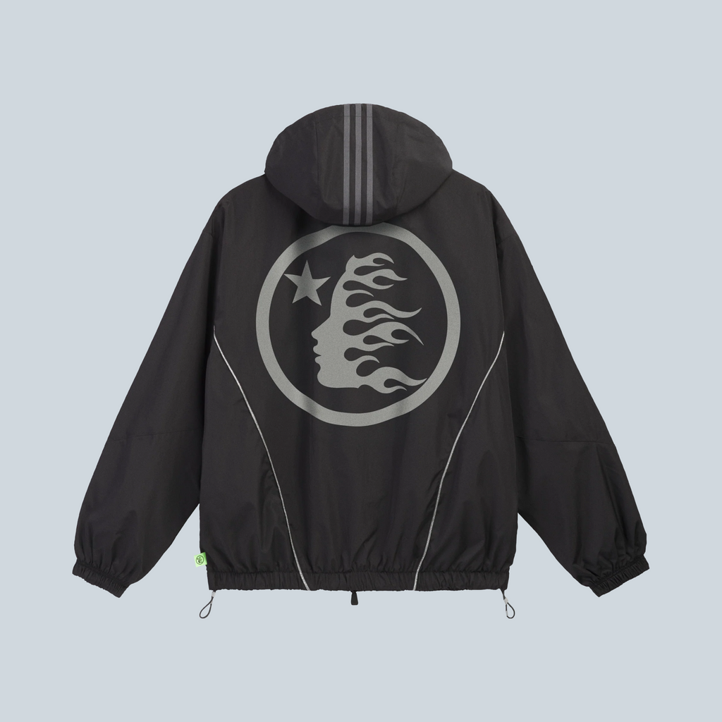 Veste de survêtement noire Saison Hellstar pour adidas en polyester recyclé avec logo graphique au dos