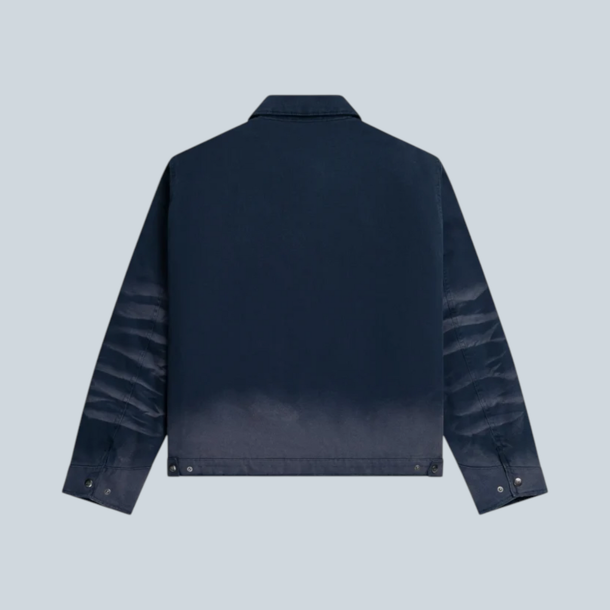 Veste de travail Saison en toile canvas bleu peacoat, vue arrière avec détails de boutons aux poignets