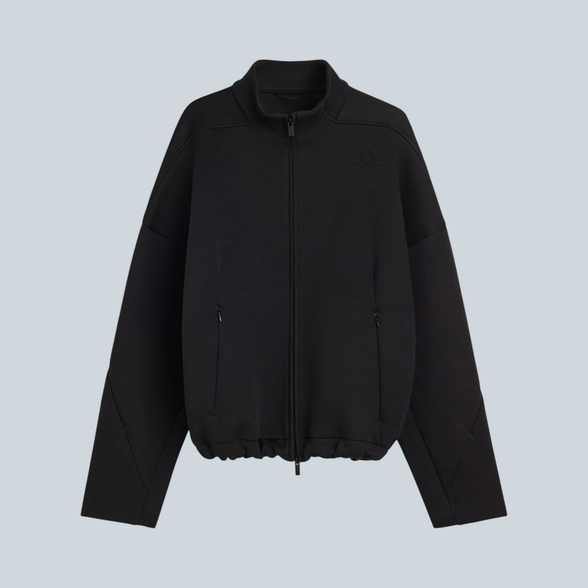 Veste zippée noire Saison adidas x Arte Antwerp en molleton de coton mélangé avec col montant et poches latérales