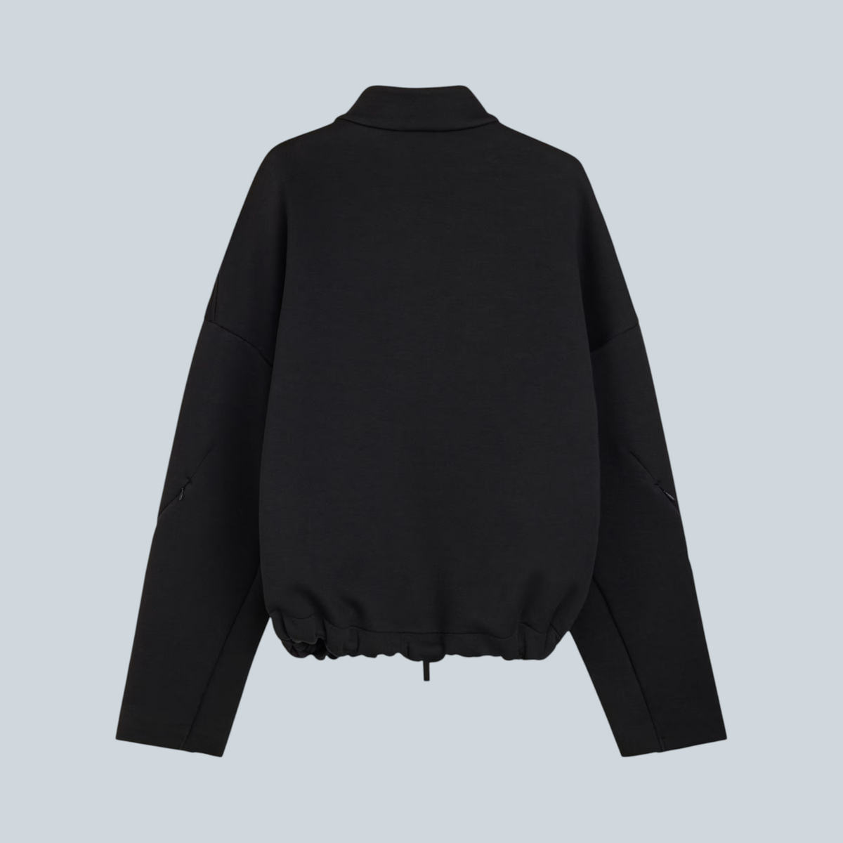 Vue arrière de la veste zippée noire Saison x adidas Z.N.E. en molleton de coton avec ourlet élastique