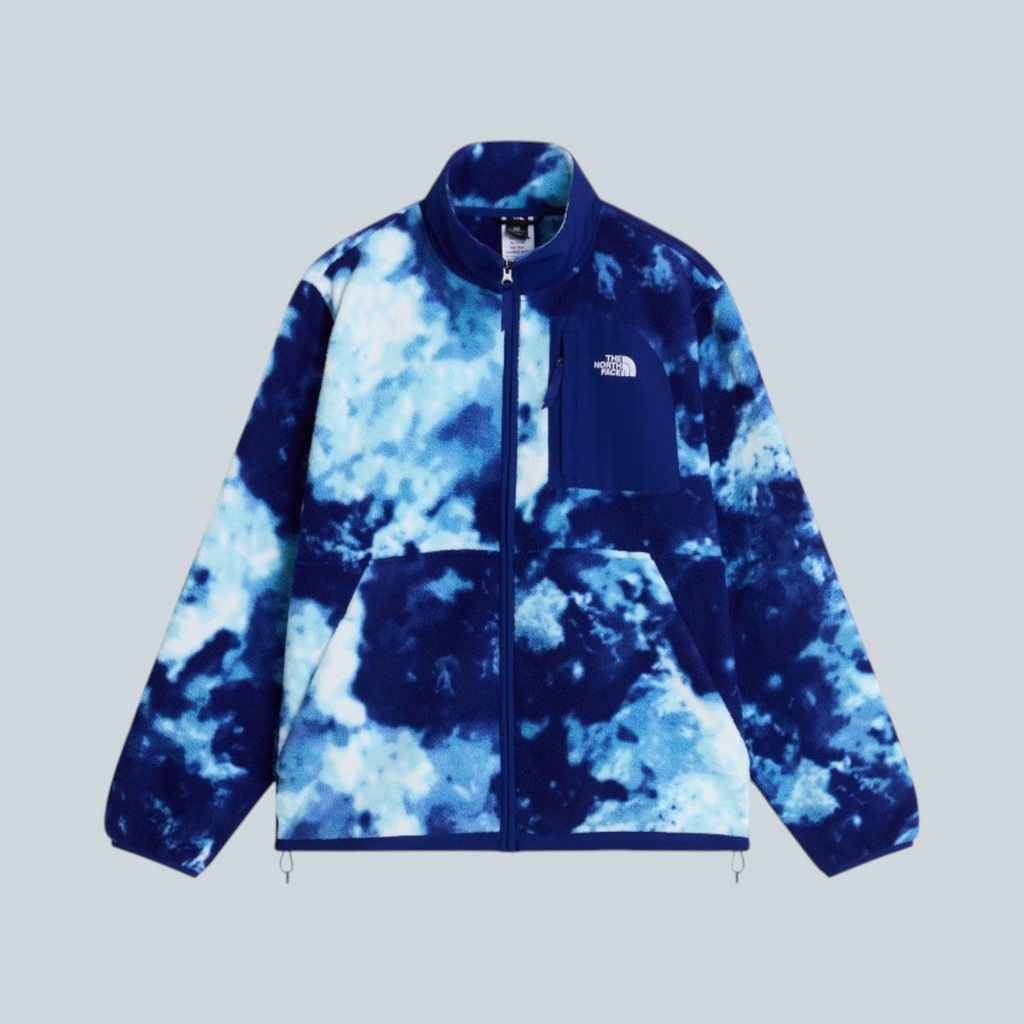 Veste polaire zippée Saison YUMIORI Off Peak bleu vif avec motif tie-dye et poche poitrine zippée