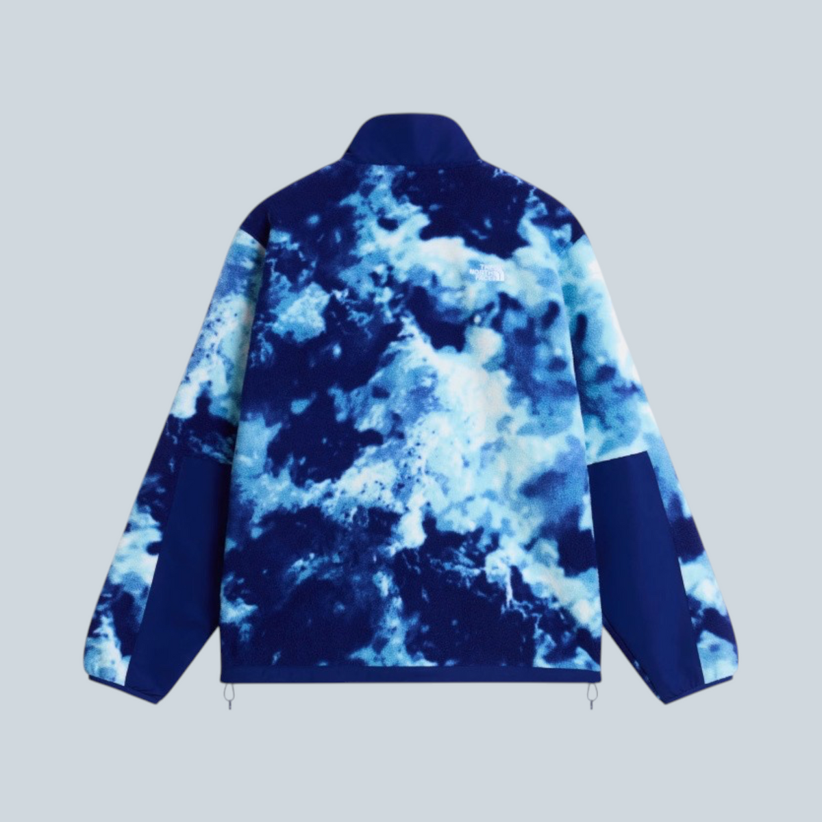 Veste polaire zippée Saison Yumiori Off Peak bleu vif avec motif nuageux et col montant, vue arrière
